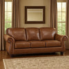 Boro 85 Inch Sofa, Rich Brown Top Grain and Faux Leather, Solid Wood By Casagear Home