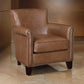 Tria 35 Inch Accent Chair Brown Top Grain and Split Leather Solid Wood By Casagear Home BM315515