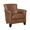 Tria 35 Inch Accent Chair, Brown Top Grain and Split Leather, Solid Wood By Casagear Home