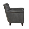 Tria 35 Inch Accent Chair Gray Top Grain and Split Leather Brown Wood By Casagear Home BM315516