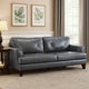 Lisa 88 Inch Sofa, Gray Top Grain and Split Leather, Brown Solid Wood By Casagear Home