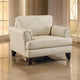 Lisa 38 Inch Accent Chair, Cream Top Grain and Split Leather, Solid Wood By Casagear Home