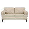 Lisa 71 Inch Loveseat Cream Top Grain and Split Leather Brown Solid Wood By Casagear Home