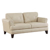 Lisa 71 Inch Loveseat Cream Top Grain and Split Leather Brown Solid Wood By Casagear Home BM315521