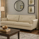 Lisa 88 Inch Sofa, Cream Top Grain and Split Leather, Brown Solid Wood By Casagear Home