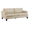 Lisa 88 Inch Sofa, Cream Top Grain and Split Leather, Brown Solid Wood By Casagear Home