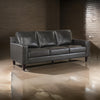 Richie 83 Inch Sofa, Gray Top Grain and Faux Leather, Brown Solid Wood By Casagear Home