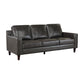 Richie 83 Inch Sofa Gray Top Grain and Faux Leather Brown Solid Wood By Casagear Home BM315526