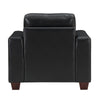 Sina 37 Inch Accent Chair Black Faux Leather Button Tufted Solid Wood By Casagear Home BM315532