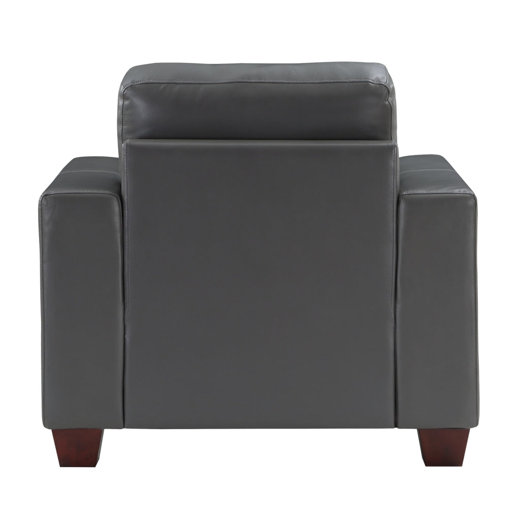 Sina 37 Inch Accent Chair Gray Faux Leather Button Tufted Solid Wood By Casagear Home BM315533