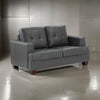 Sina 64 Inch Loveseat Button Tufted Gray Faux Leather and Solid Wood By Casagear Home BM315535