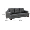 Sina 89 Inch Sofa Button Tufted Gray Faux Leather Dark Brown Solid Wood By Casagear Home BM315537