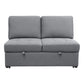 Mona 54 Inch Modular Armless Loveseat with Pull Out Bed Wheels Gray By Casagear Home BM315538