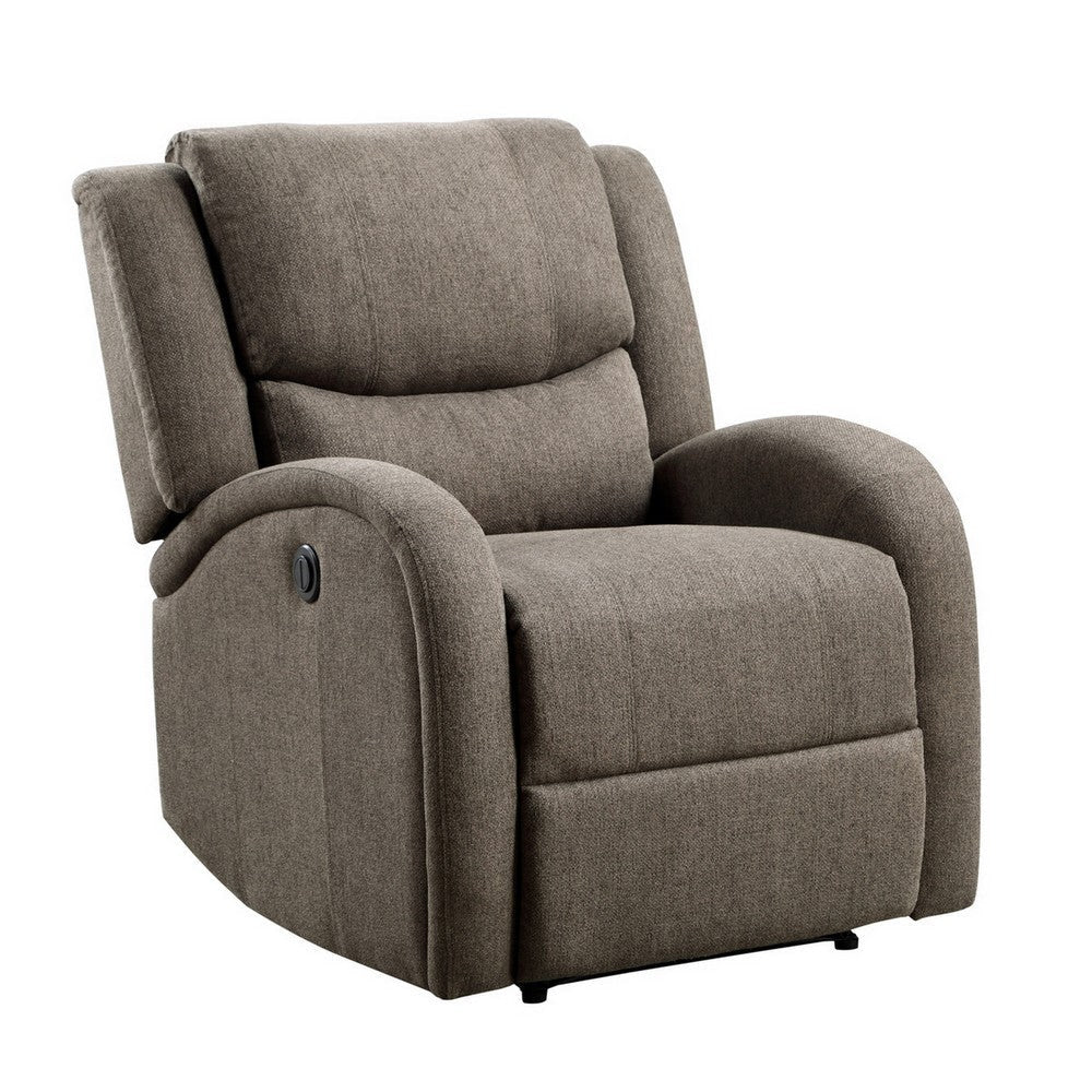 Karena 38 Inch Power Reclining Accent Chair Brown Chenille Solid Wood By Casagear Home BM315539