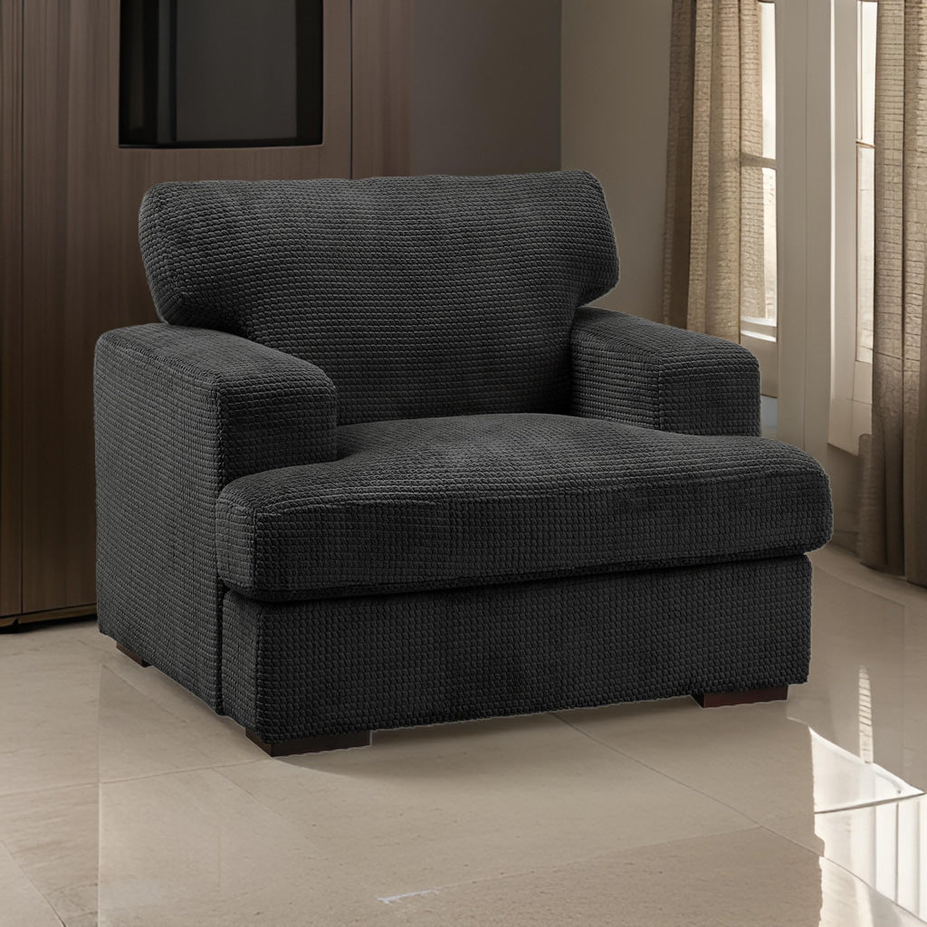 Meadow 38 Inch Accent Chair Cushioned Gray Microfiber Brown Solid Wood By Casagear Home BM315541