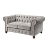 Elwin 64 Inch Loveseat Button Tufted Light Gray Velvet Brown Solid Wood By Casagear Home BM315547