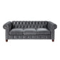 Elwin 86 Inch Sofa Button Tufted Dark Gray Velvet Cherry Brown Solid Wood By Casagear Home BM315548