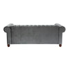 Elwin 86 Inch Sofa Button Tufted Dark Gray Velvet Cherry Brown Solid Wood By Casagear Home BM315548