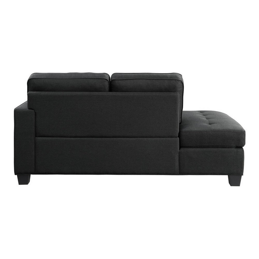 Eoin 76 Inch Chaise Lounger Black Polyester Foam Cushioning Solid Wood By Casagear Home BM315555