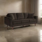 Jim 83 Inch Sofa Chocolate Brown Velvet 2 Accent Pillows Solid Wood By Casagear Home BM315559