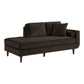 Jim 75 Inch Chaise Lounger Brown Velvet 2 Accent Pillows Solid Wood By Casagear Home BM315562