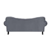 Rosie 84 Inch Sofa Button Tufted Dark Gray Velvet Brown Solid Wood By Casagear Home BM315564