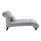 Rosie 68 Inch Chaise Lounger Button Tufted Light Gray Velvet Solid Wood By Casagear Home BM315567