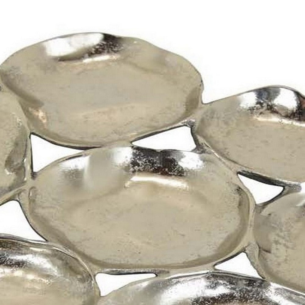 Jiva 9 Piece Decorative Bowl Set Irregular Shaped Design Silver Metal By Casagear Home