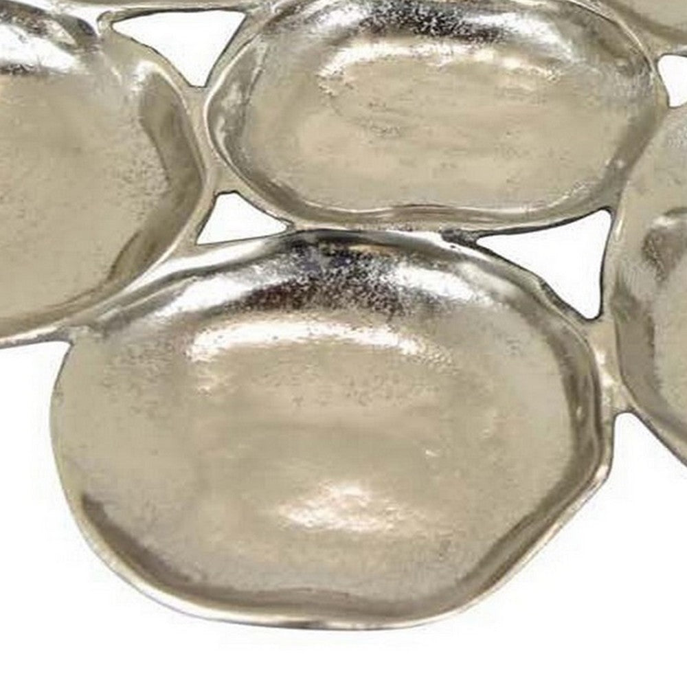 Jiva 9 Piece Decorative Bowl Set Irregular Shaped Design Silver Metal By Casagear Home