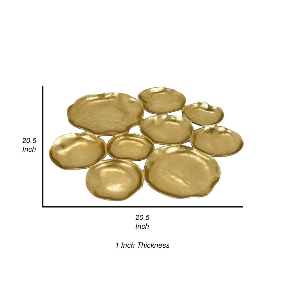 Jiva 9 Piece Decorative Bowl Set Irregular Shaped Design Gold Metal By Casagear Home