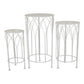 Lyi Plant Stand Table Set of 3 Round Carved Cutout Wired Base White Metal By Casagear Home BM315610