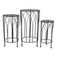 Lyi Plant Stand Table Set of 3 Round Carved Cutout Wired Base Black Metal By Casagear Home BM315611