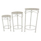 Kyi Nesting Plant Stand Set of 3, Round Angled Cutout Display, Ivory Metal By Casagear Home