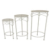 Kyi Nesting Plant Stand Set of 3, Round Angled Cutout Display, Ivory Metal By Casagear Home