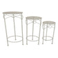 Kyi Nesting Plant Stand Set of 3 Round Angled Cutout Display Ivory Metal By Casagear Home BM315622