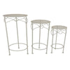 Kyi Nesting Plant Stand Set of 3 Round Angled Cutout Display Ivory Metal By Casagear Home BM315622