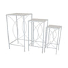 Kyi Nesting Plant Stand Set of 3, Square Angled Cutout Display, White Metal By Casagear Home