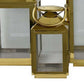 Davi Set of 3 Decorative Lanterns, Curved Handles, Glass Panel, Brass Metal By Casagear Home