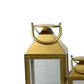 Davi Set of 3 Decorative Lanterns, Curved Handles, Glass Panel, Gold Metal By Casagear Home
