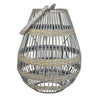 Savi 21 Inch Candle Holder Lantern Natural Fiber Woven Body Handle Gray By Casagear Home BM315632