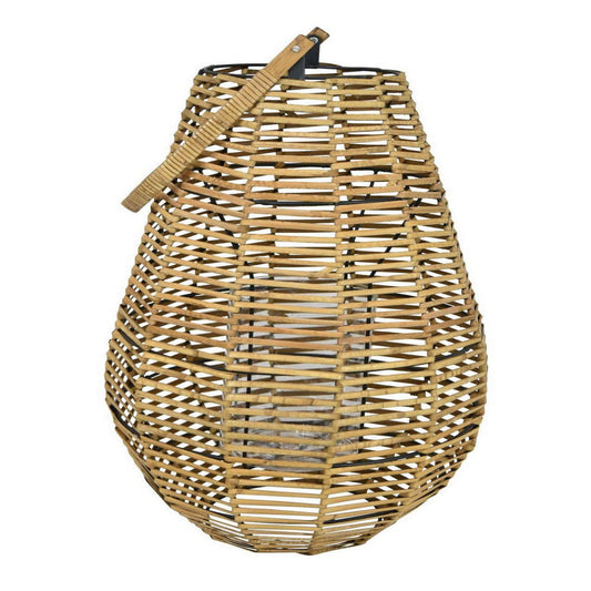 Savi 21 Inch Candle Holder Lantern, Natural Fiber Woven Body, Handle, Brown By Casagear Home