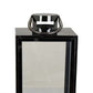 Aku Set of 3 Decorative Lanterns, Sleek Curved Handles, Glass, Black Metal By Casagear Home