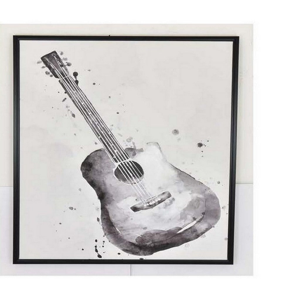 30 x 40 Framed Wall Art Painting Set of 2 Guitar and Piano Black White By Casagear Home BM315650