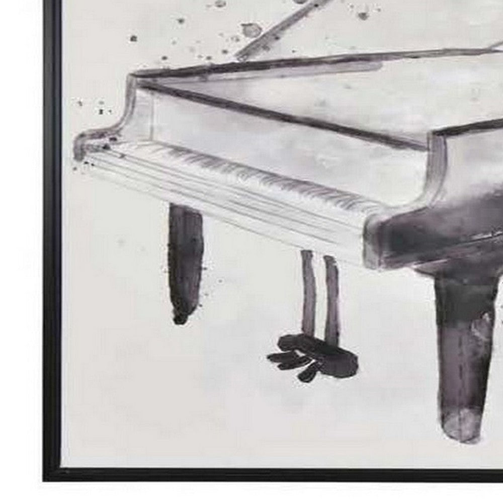 30 x 40 Framed Wall Art Painting Set of 2 Guitar and Piano Black White By Casagear Home BM315650