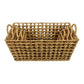 Set of 4 Storage Baskets Intricately Woven Hyacinth Rope Handles Brown By Casagear Home BM315651