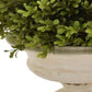 15 Inch Faux Boxwood Topiary Plant in Urn Pedestal Pot Off White Planter By Casagear Home BM315663