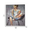 Iamo 49 x 71 Framed Canvas Oil Painting Woman Sitting on Chair Blue By Casagear Home BM315677