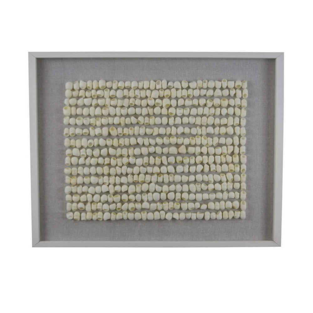 Winy 28 Inch Wall Art Decoration, 3D Beads in a Square Pattern, Gray By Casagear Home