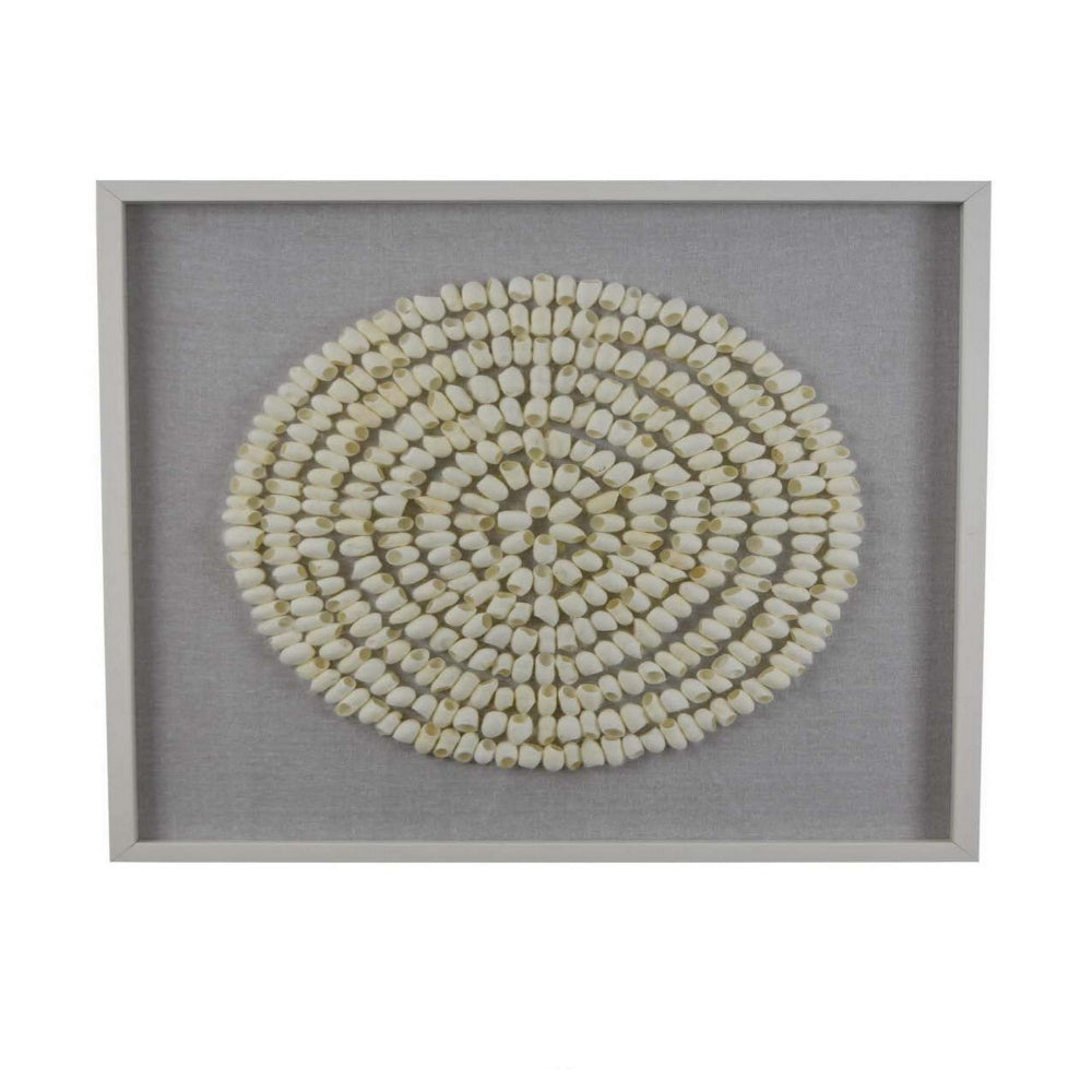 Winy 28 Inch Wall Art Decoration, 3D Embedded Beads in Round Shape, Gray By Casagear Home
