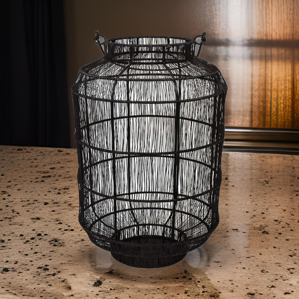 Fyn 20 Inch Decorative Candle Lantern Boho Style Decor Black Metal By Casagear Home BM315692